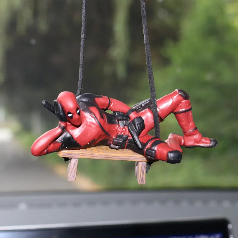 Deadpool Car Rearview Mirror Pendant Mini Action Figure Toy - Fun Car Accessory