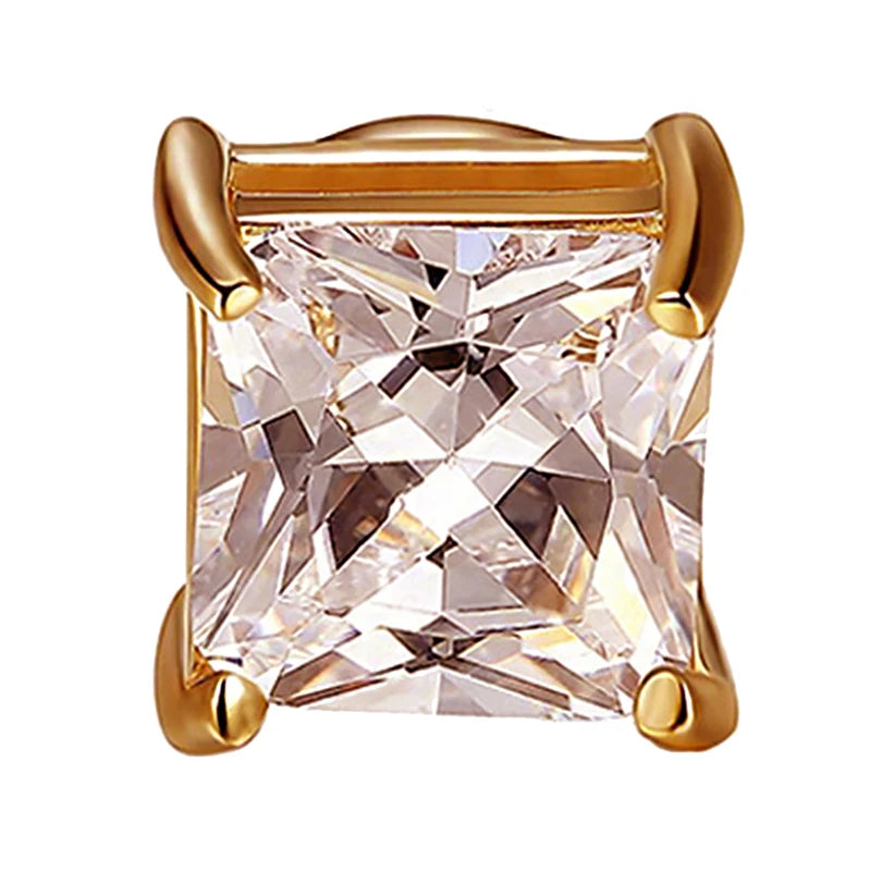 Magnetic Non Piercing Ear Stud Clip Earrings for Men Women - Zircon Round