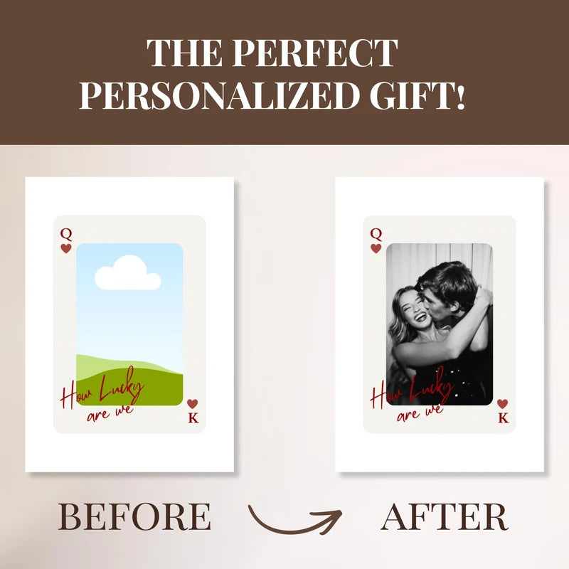 Customized Couple Canvas Wall Art - Lucky Number Photo Poster for Home Decor