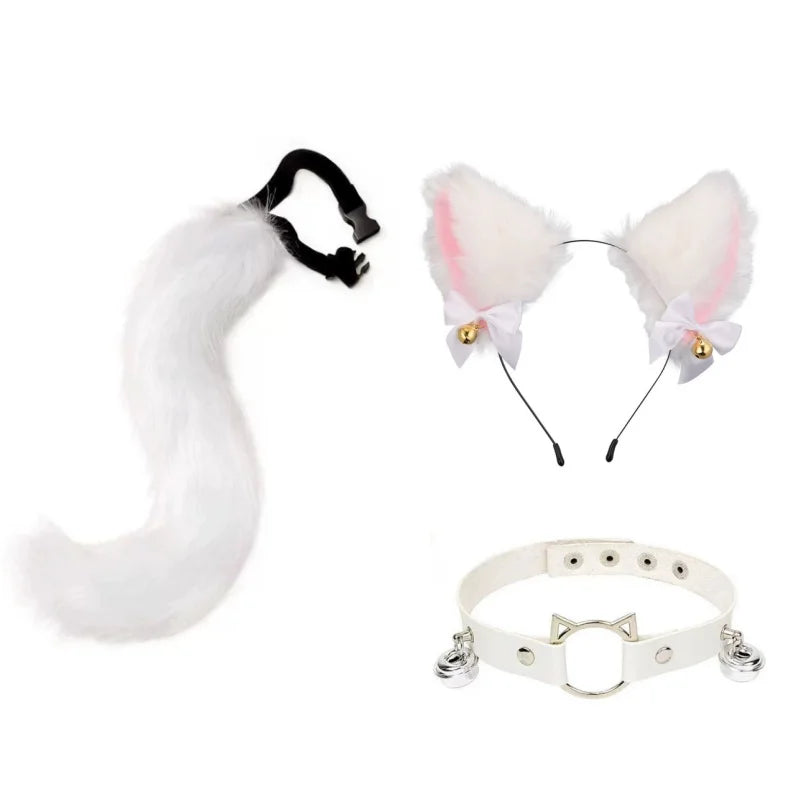 Halloween Cosplay Fox Tail Fox Ears Keychain Costume Accessories Set