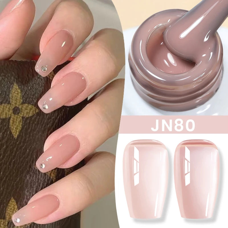 Jelly Nude Gel Nail Polish Set - 50 Semi-Transparent Colors for UV & LED Nails