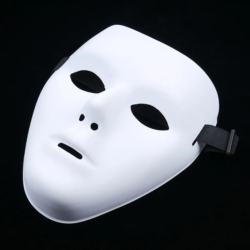 Halloween PVC White Face Mask for Parties and Cosplay - Unisex