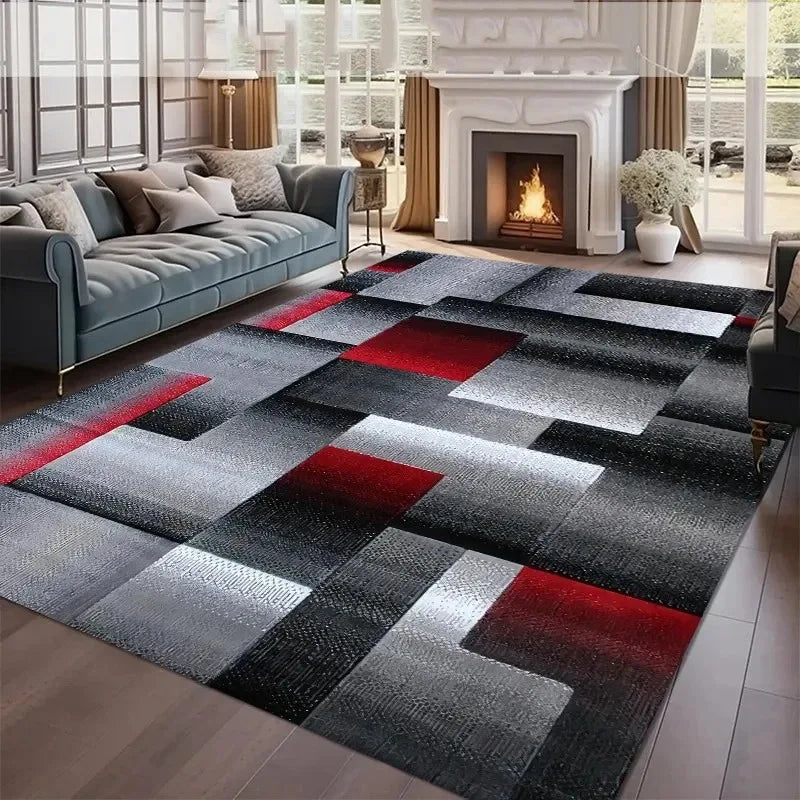 Modern Geometric Area Rug - Non-Slip Washable Floor Mat for Living Room & Bedroom