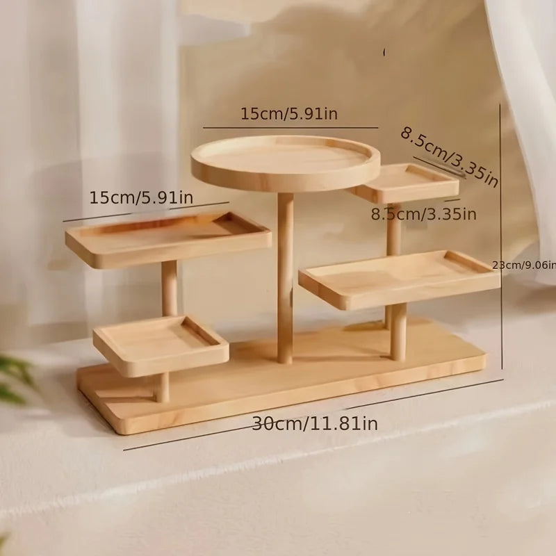 Multi-Layer Wooden Jewelry Display & Storage Rack - Plant & Bead Organizer