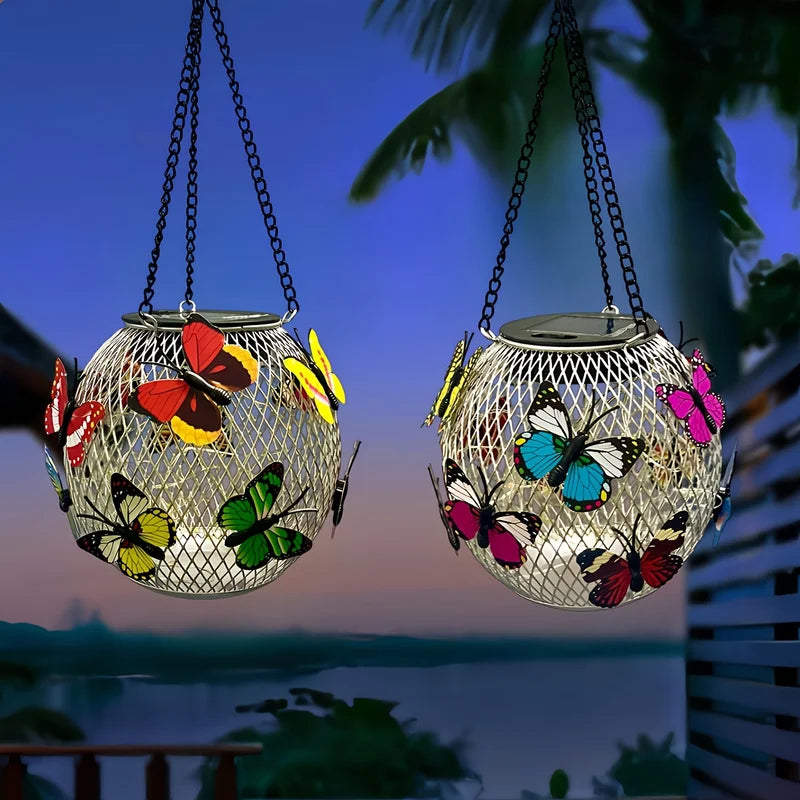 Solar-Powered Butterfly Lanterns Outdoor Hanging Lights Yard Decor - 1/2pcs