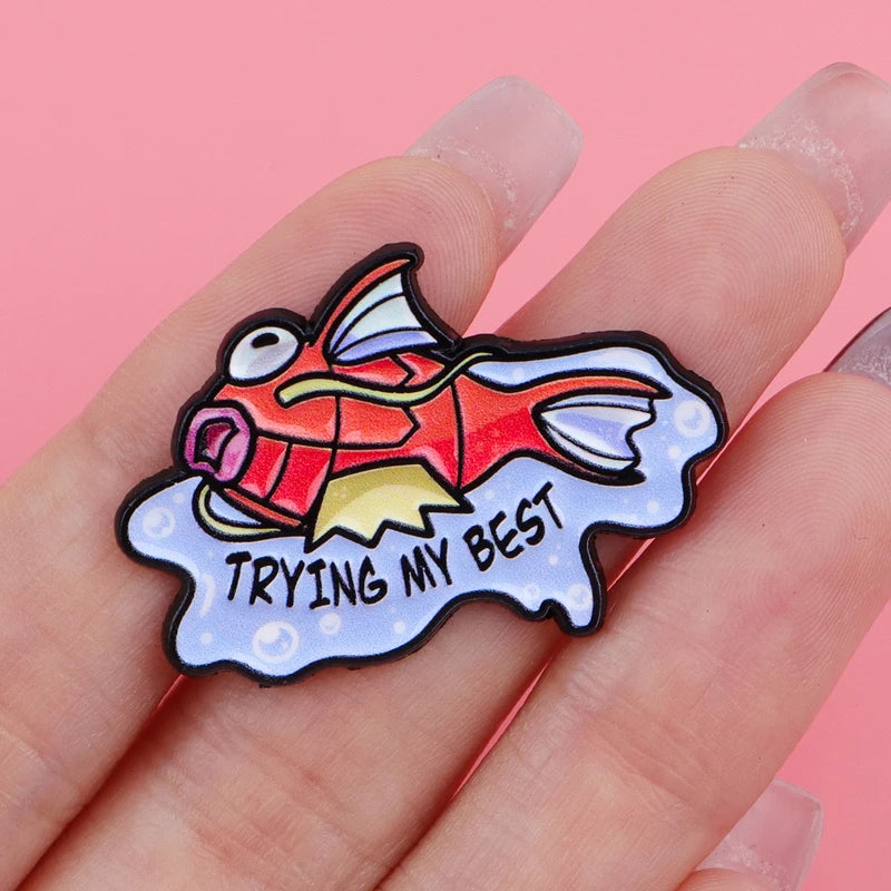 Cute Fish Enamel Pin for Bags and Clothing - Cartoon Anime Brooch for Women Men