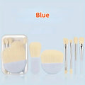 Mini Makeup Brush Set with Storage Box - 6 Pcs Portable Cosmetic Tools for Face & Blush