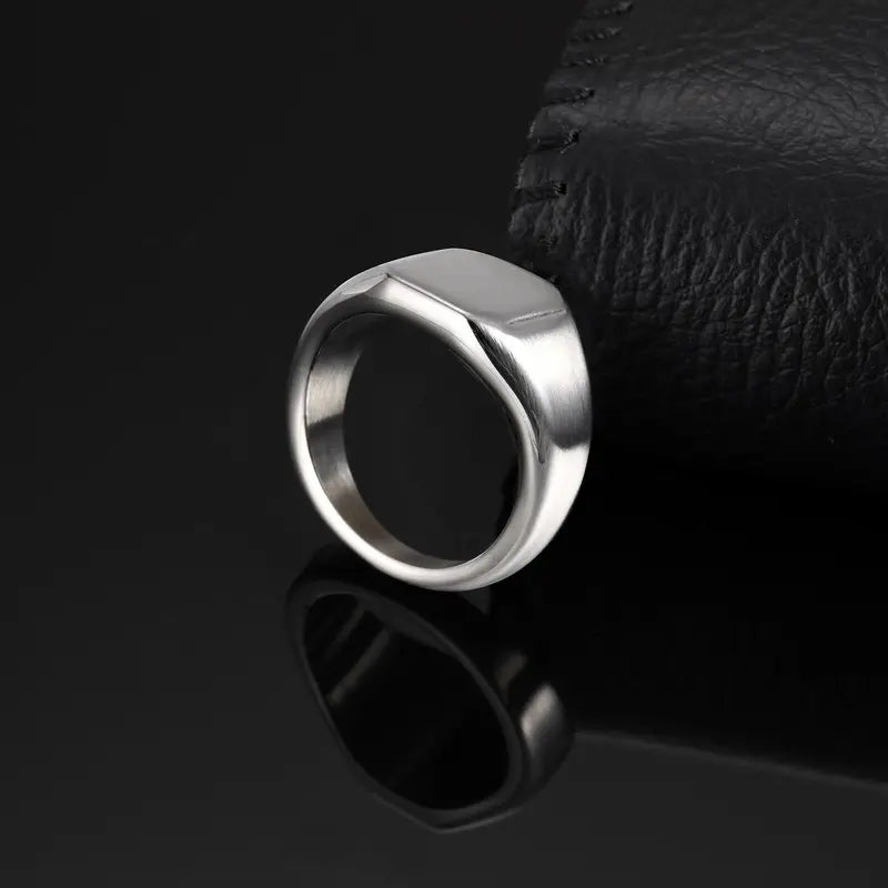Stainless Steel Signet Ring for Men - Chunky Square Band 11.8mm Wide Gift