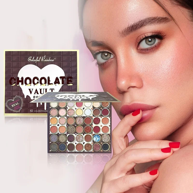 42 Shades Eyeshadow Palette - Matte, Glitter, Pearl Long-Lasting Makeup