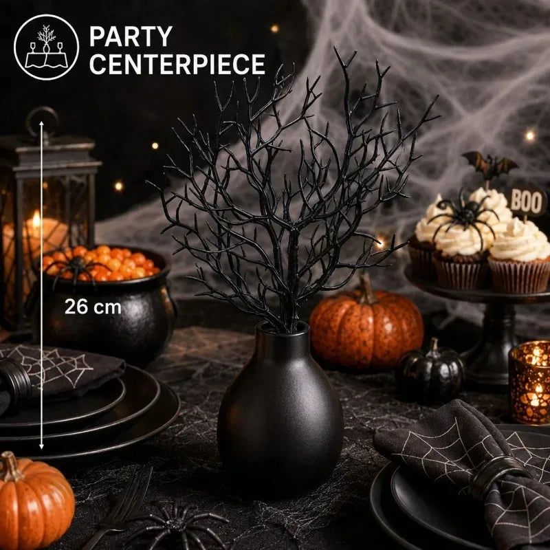 Halloween Artificial Black Branches 26cm Home Decor Fake Plant Stem Pack