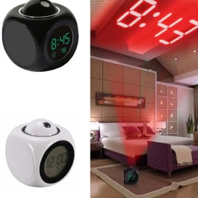 Multi-Function Projection Alarm Clock with LED Light and Voice Reminder