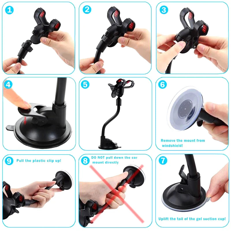 360 Degree Rotating Car Phone Holder with Strong Suction Mount for iPhone Samsung & More