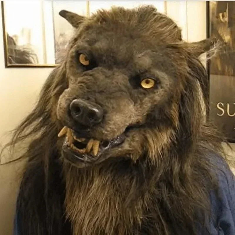 Halloween Latex Wolf Mask Werewolf Headgear for Party Scary Decor