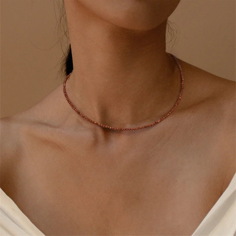 Minimalist Natural Stone Beads Necklace for Yoga & Gifts - Female Choker Jewelry