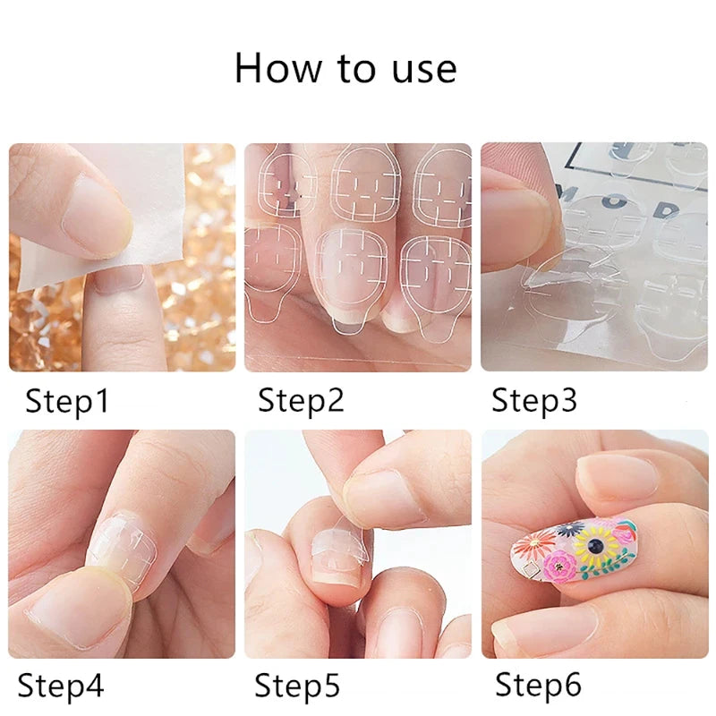 Double-Side Nail Glue Tabs Adhesive Sheets Waterproof Breathable Nail Art