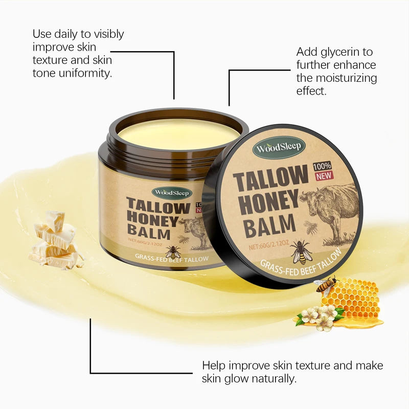 Organic Beef Tallow & Honey Face & Body Moisturizer Cream - Fast Absorption