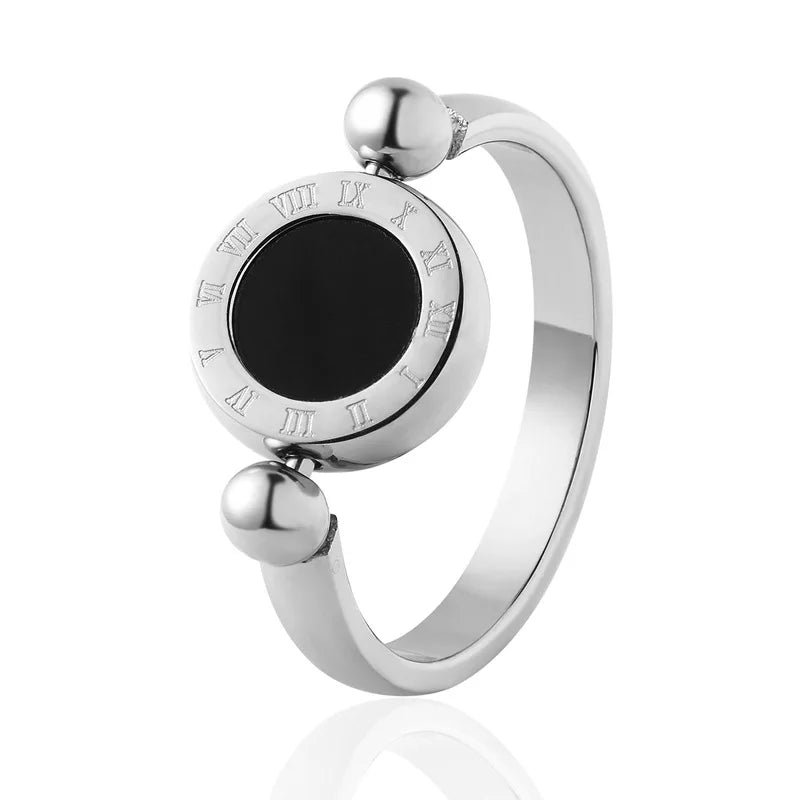 Roman Numeral Double-Sided Rings for Women - Stainless Steel Jewelry Accessory