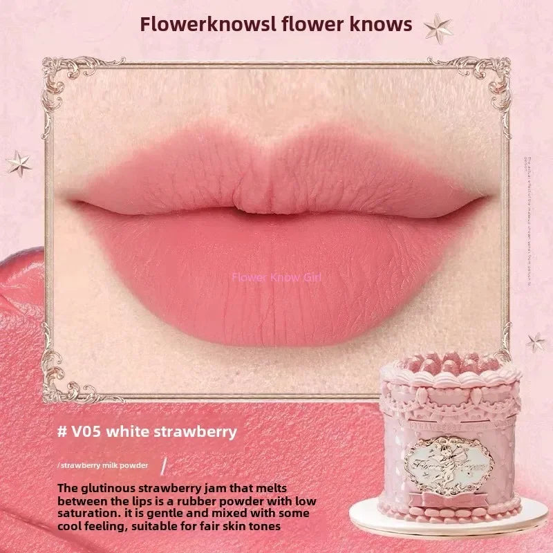 Flower Knows Lip Matte Velvet Cream - 5ml Lip Makeup, Multiple Colors