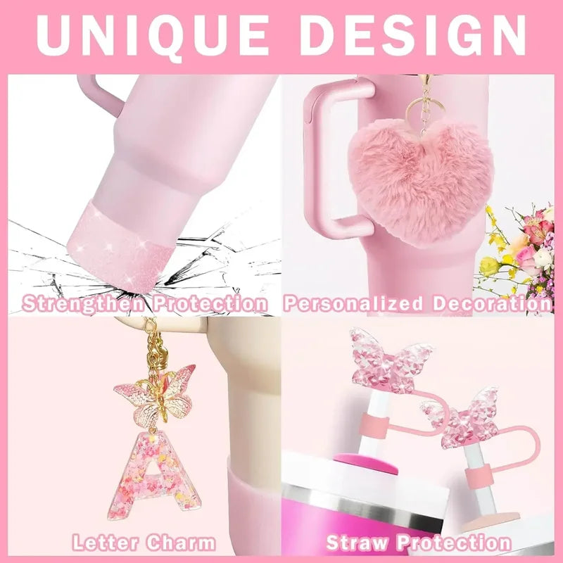 9PCS Cup Accessory Set for Stanley 30oz 40oz - Silicone Cover, Straw, Charm, Stickers