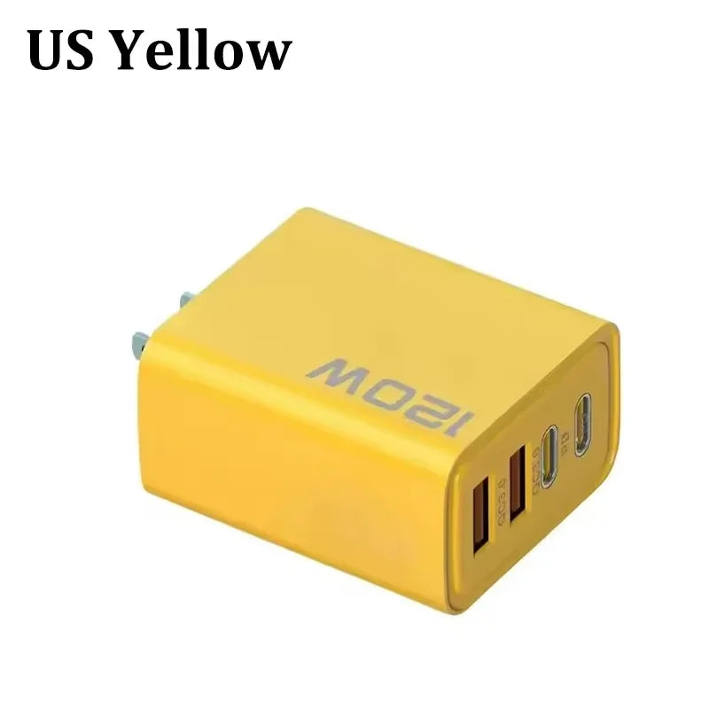 120W USB-C Fast Charger with Multiple Ports for Smartphones and Tablets