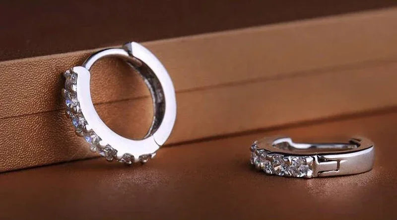 925 Sterling Silver Zircon Hoop Earrings - 10mm Circle Jewelry for Women & Weddings