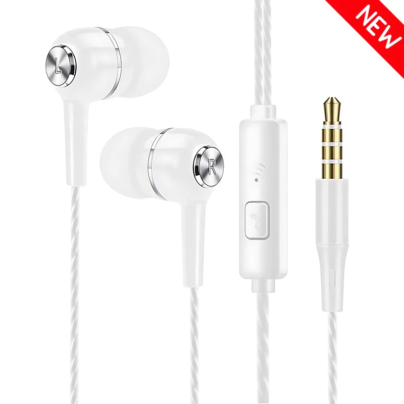 Wired In-Ear Headphones with Microphone - Bass HiFi Stereo Earbuds for Phone & PC