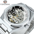 Men's Automatic Mechanical Watch with Luminous Hands and Stainless Steel Strap