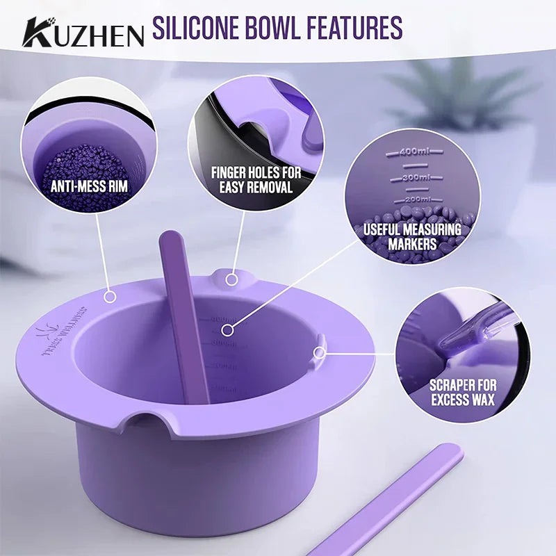 Silicone Wax Warmer Bowls for Hair Removal - Reusable Heat-Resistant Pot, Thickening
