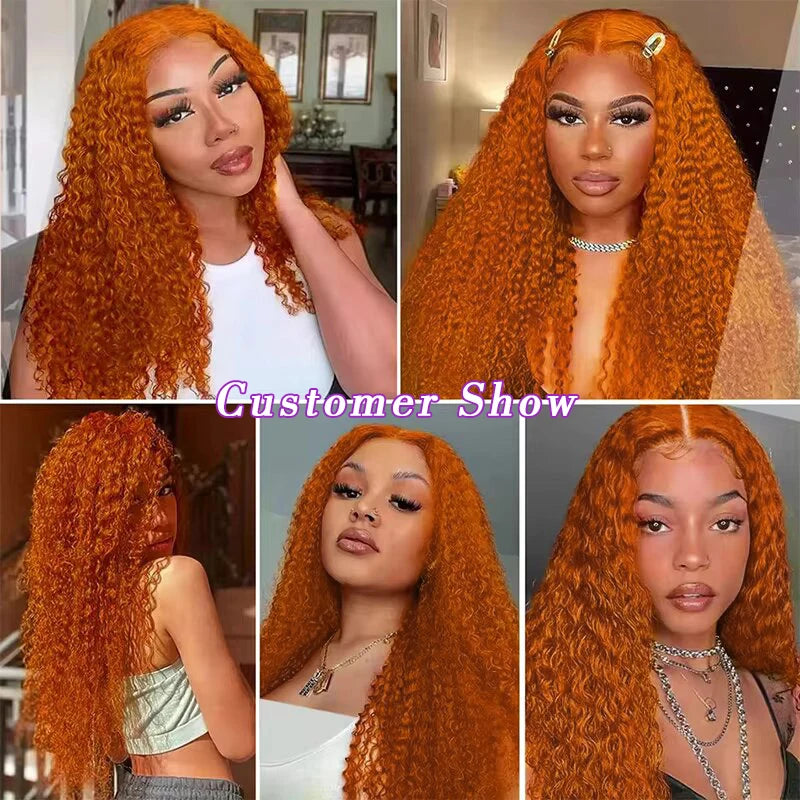 Water Wave & Curly Human Hair Wigs with Lace Front, 30-38 Inch, Multiple Colors & Densities