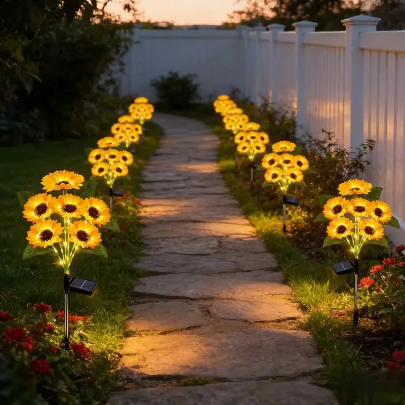 Solar Fairy Garden Lights Outdoor Waterproof Sunflower Stake Lights for Yard Patio Lawn Pathway