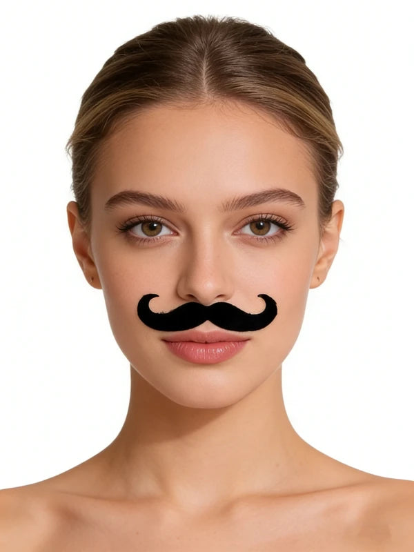 Self-Adhesive Fake Mustache Set - 4 Classic Handlebar Styles for Halloween & Parties