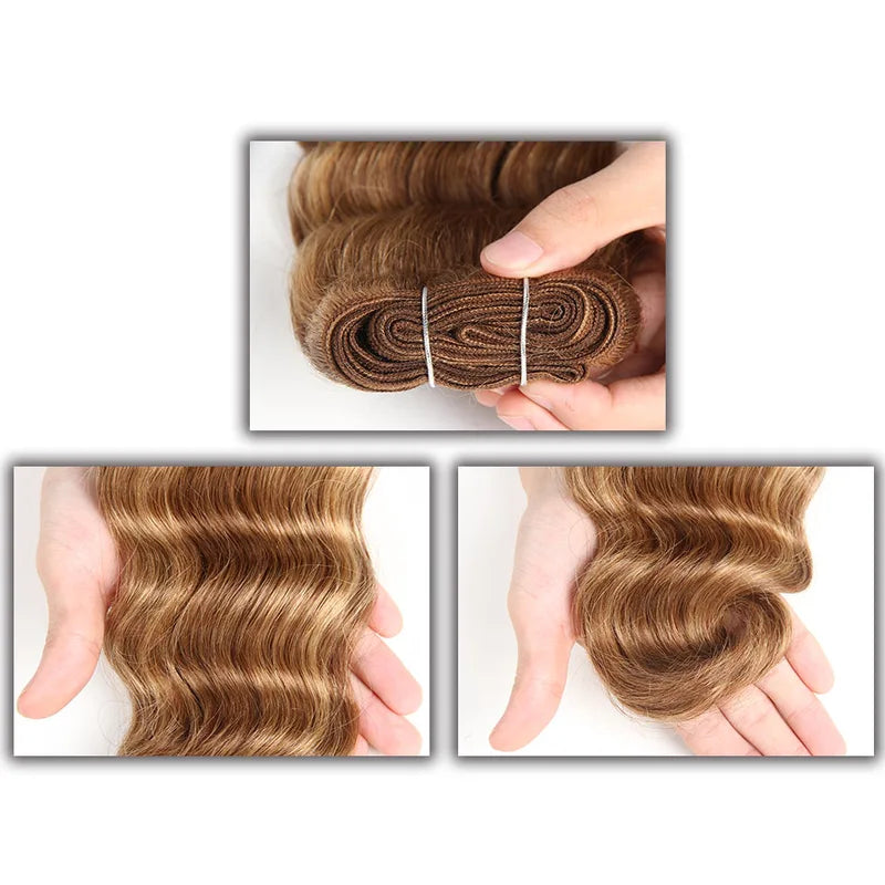 Brazilian Human Hair Extensions - Body Wave P4/27 P6/27 Ombre T1B/27, Double Drawn Remy Hair Bundles for Black Women