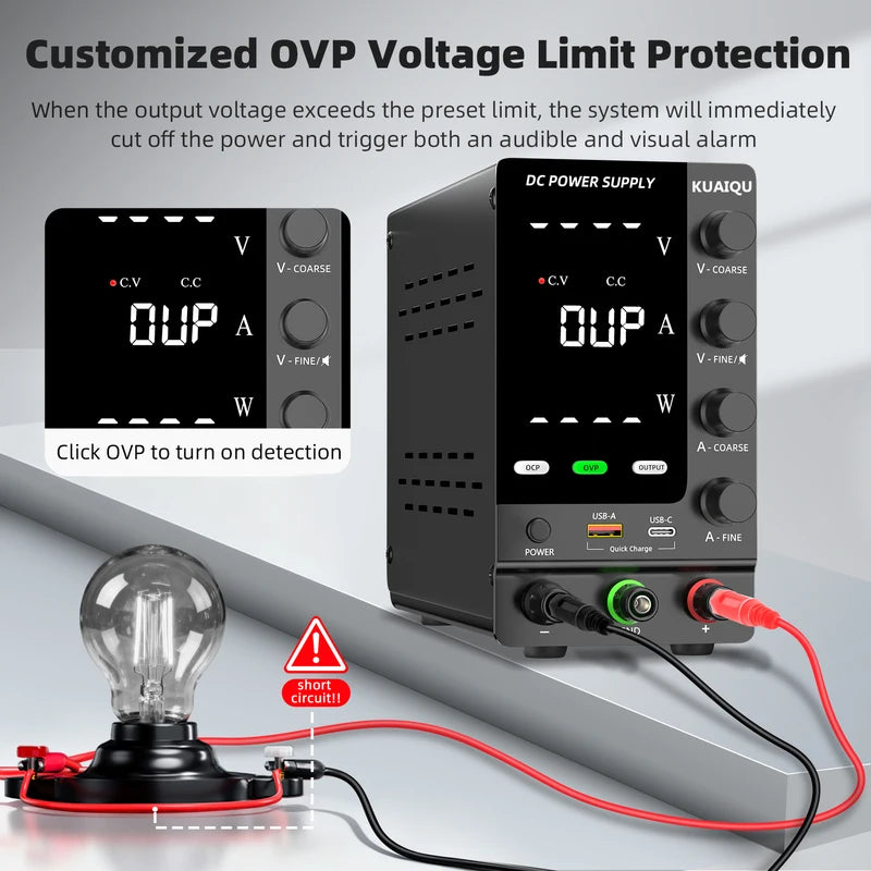 Adjustable DC Power Supply 30V-120V Lab Regulated Power Supply with OCP OVP Encoder