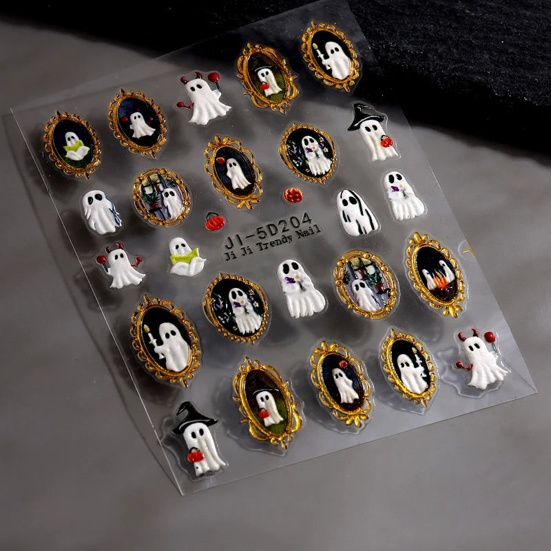 Halloween Gothic Ghost Nail Stickers - Spooky Retro Design for Nail Art