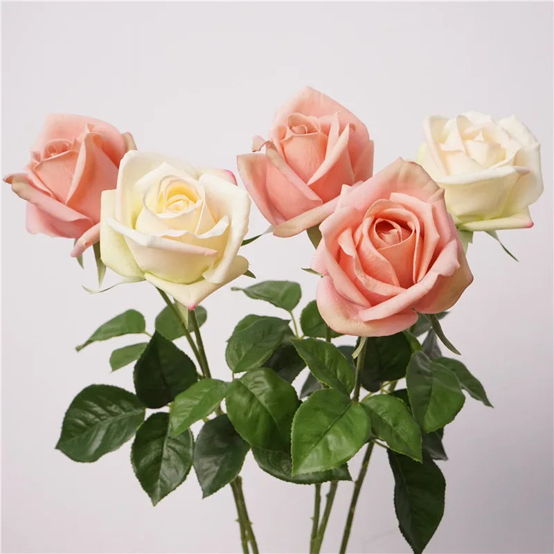 Artificial Moisturizing Rose Flowers Set for Wedding Bridal Decor - Real Touch Faux Flowers