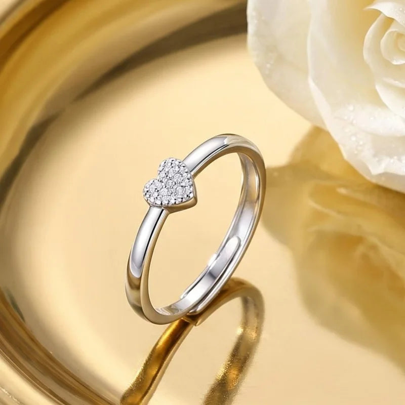 925 Sterling Silver Heart Ring for Women Wedding Engagement Jewelry Gift