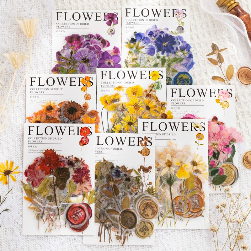 40 Pack Floral Stickers Kit for Scrapbooking & Journaling - Transparent PET Embellishments