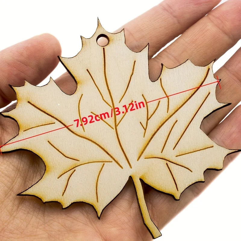 10pcs Wooden Maple Leaf Ornaments Fall Holiday Decorations Craft Supplies