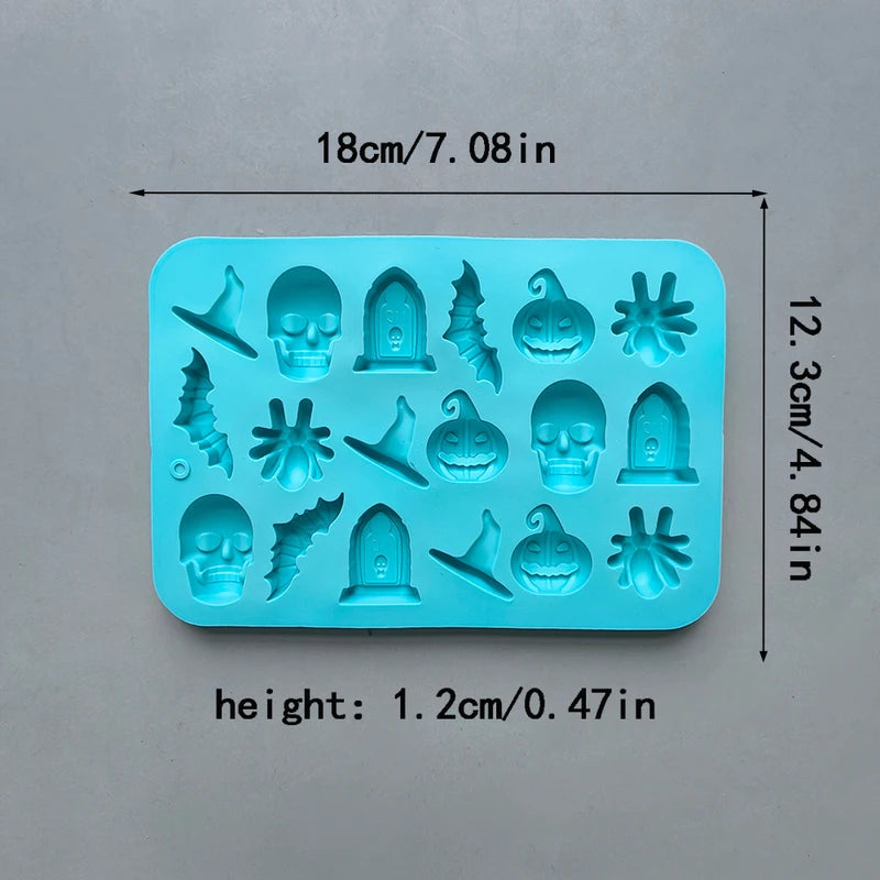 Halloween Silicone Mold Set - Ghost Pumpkin Bat Skull Witch Hat for Baking & Candy Making
