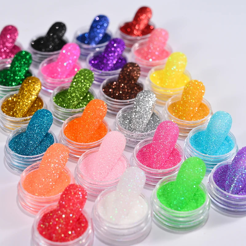 24pcs Nail Glitter Powder Set - Holographic Fine Sugar Chrome Pigment for Gel Polish & Manicure
