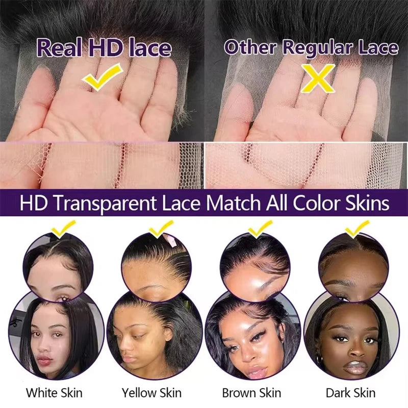Deep Wave HD Lace Frontal Human Hair Wig 200 Density Water Curly Full Lace Wigs for Women