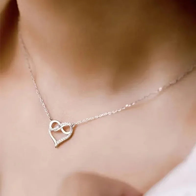 Infinity Heart Pendant Necklace for Women Romantic Wedding Jewelry Delicate Accessories