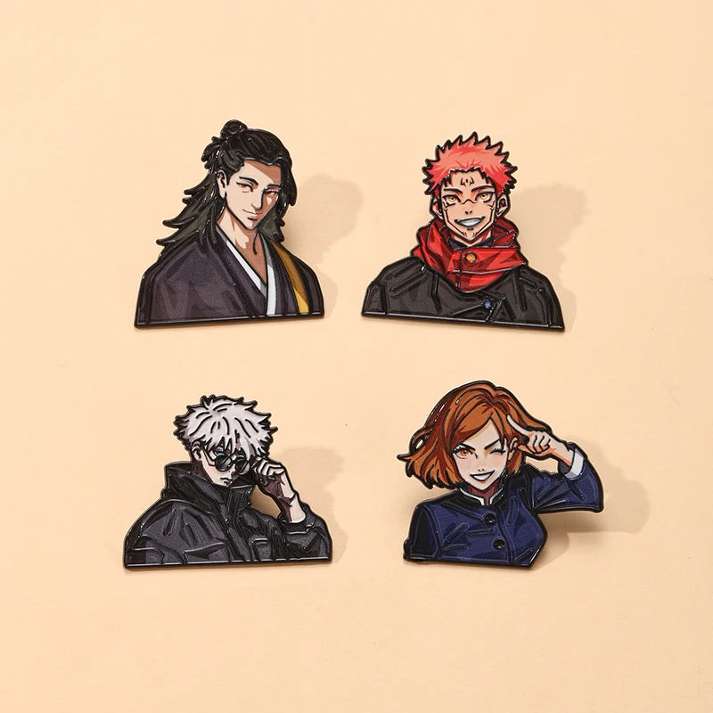 Anime Enamel Pins Set Satoru Gojo & Nobara Kugisaki Cartoon Character Brooches for Backpack