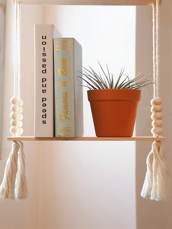 Wooden Wall Hanging Shelves for Plants & Storage - Rustic Floating Shelves