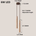 Modern LED Pendant Light Fixture with Wooden Tube Ceiling Lamp for Bedroom & Living Room