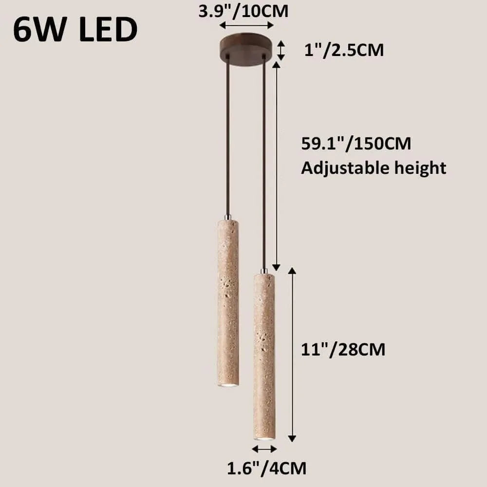 Modern LED Pendant Light Fixture with Wooden Tube Ceiling Lamp for Bedroom & Living Room