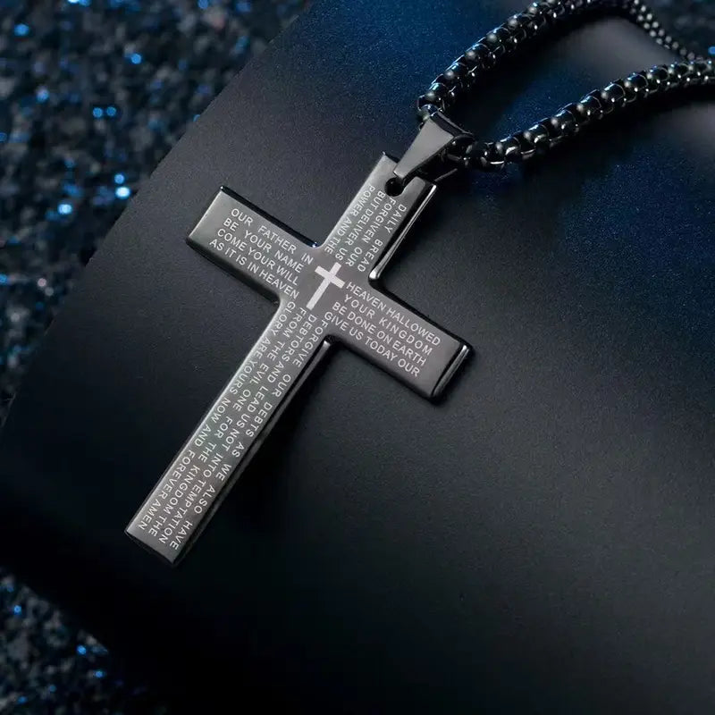 Cross Chain Pendant Necklace for Men Women Metal Geometric Punk Gothic Jewelry