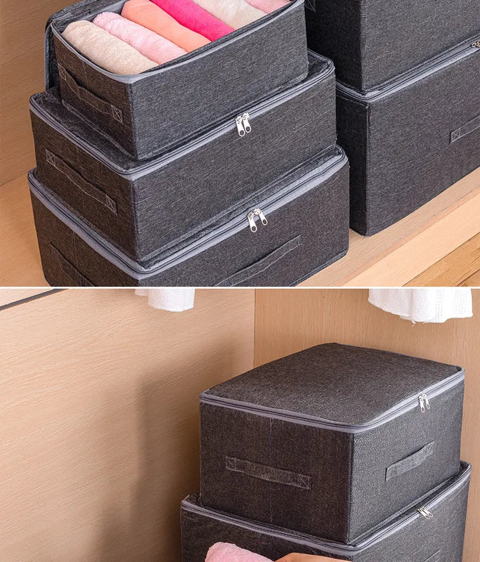 Heavy-Duty Hard-Shell Zipper Storage Organizer with Lid for Household Clothes and Toys