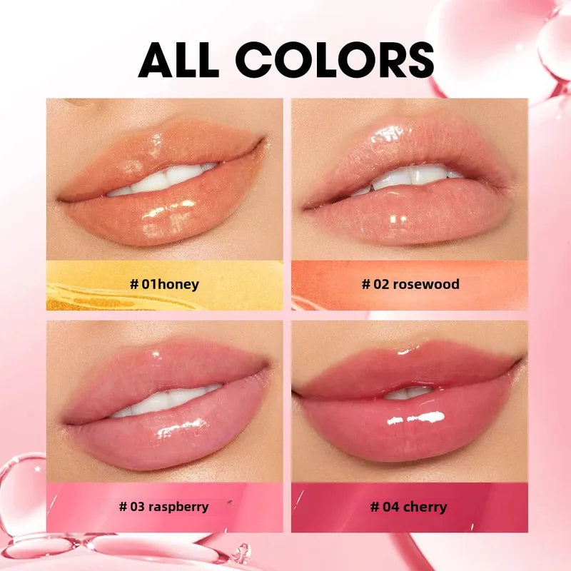 Moisturizing Lip Gloss with Plumper & Shimmer - Non-Sticky Water Gloss