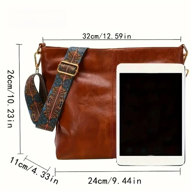 Women's Solid Color Tote Bag with Zipper Shoulder Strap - Casual Versatile Daily Carryall